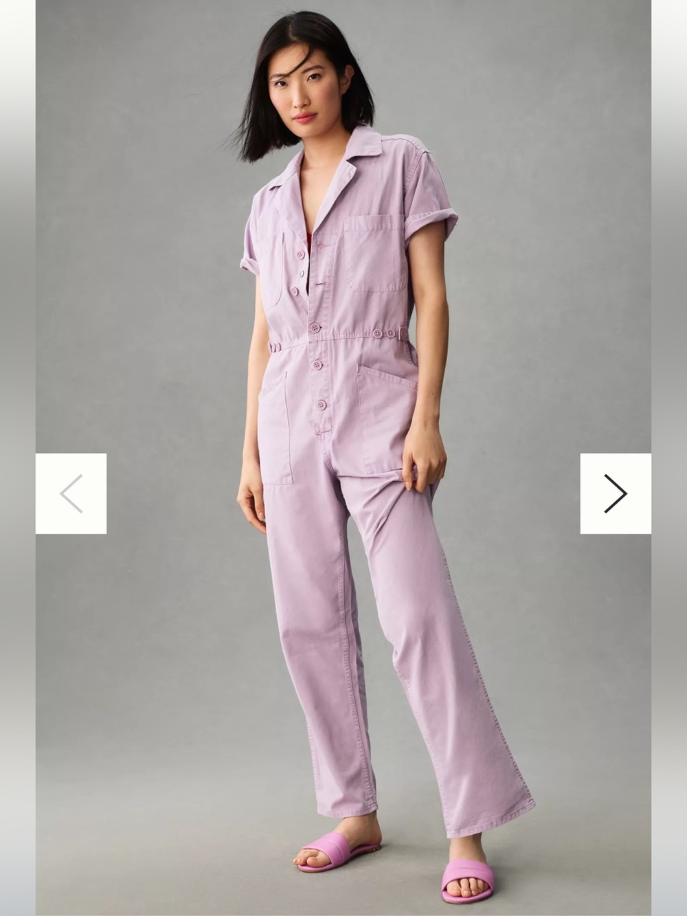 Revolve Pistola Grover Short Sleeve Jumpsuit Lavender Size S Chic Preppy Utility